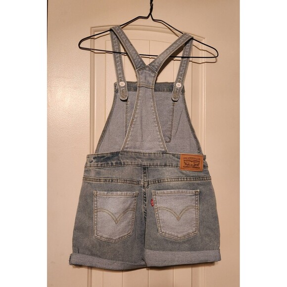 Levi's Youth Girls Denim Overalls Shortalls Button Front Size 12 Reg - Picture 2 of 9